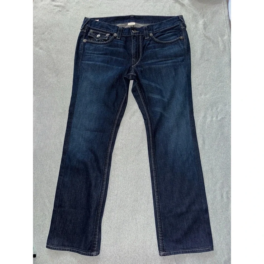 True Religion Mens Ricky Big T Straight Jeans Blue Denim‎ Size 38